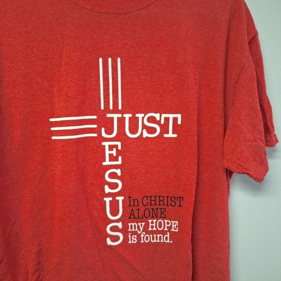 Just Jesus Shirt Red Christ Alone Hope Found Adult Large Religious Church Pray - Picture 2 of 8